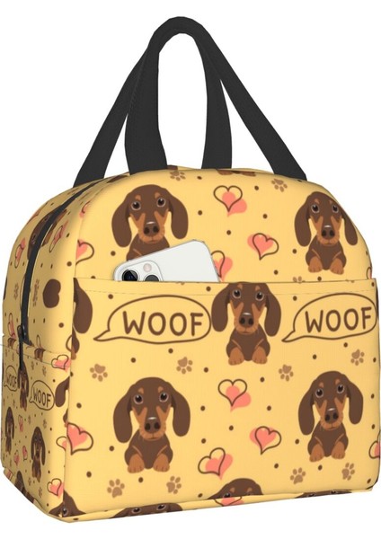 No.9 Stili 22X20X10CM Aşk Woof Dachshund Sosis Köpek Yalıtımlı Öğle Yemeği Çantası Okul Ofis Için Wiener Porsuk Köpekler Termal Soğutucu Yemek Kabı Kadın Erkek (Yurt Dışından)