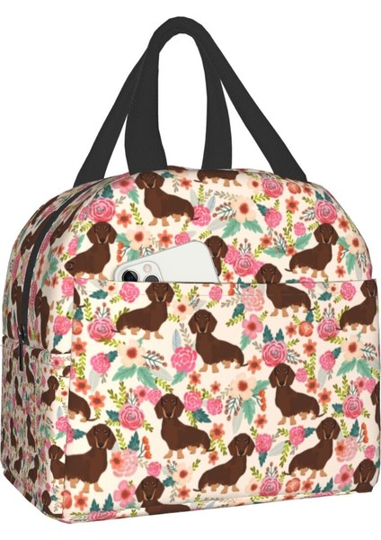 No.9 Stili 22X20X10CM Aşk Woof Dachshund Sosis Köpek Yalıtımlı Öğle Yemeği Çantası Okul Ofis Için Wiener Porsuk Köpekler Termal Soğutucu Yemek Kabı Kadın Erkek (Yurt Dışından)