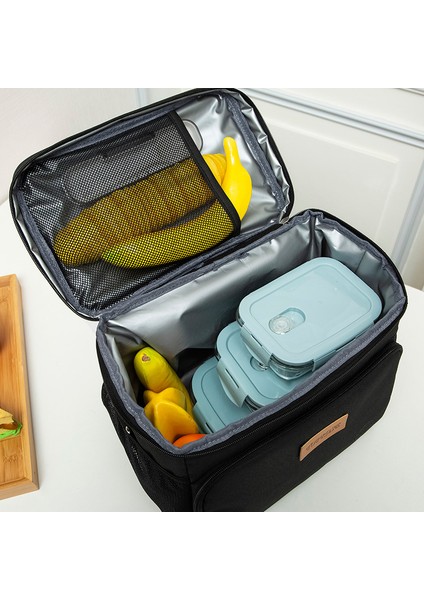 Siyah Stil Büyük Luoulder Çanta Kadın Erkek Oxford Tote Öğle Yemeği Kutusu Çantası Yalıtımlı Gıda Soğutucu Çanta (Yurt Dışından) indirimleri