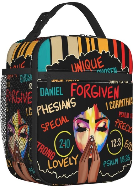 No.12 Tarzı 26X21X11CM Tanrı Ben Afro Afro-Amerikan Yalıtımlı Öğle Yemeği Çantası Kadın Siyah Kadın Yeniden Kullanılabilir Termal Soğutucu Bento Kutusu Okul (Yurt Dışından) fiyatları