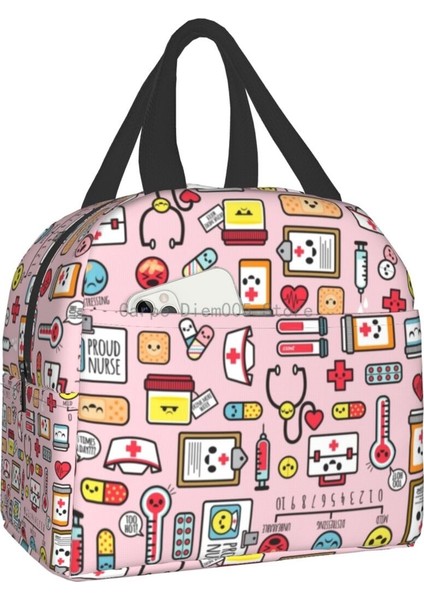 No.10 Stili Komik Hemşire Yalıtımlı Öğle Yemeği Çantası Okul Ofis Için Hemşirelik Taşınabilir Termal Soğutucu Yemek Kabı Kadın Erkek (Yurt Dışından)
