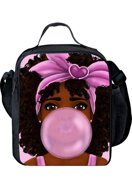 Yeşil Stil Harajuku Yenilik Serin Komik Afrika Kızlar 3D Baskılı Crossbody Çanta Yemek Kabı Okul Gıda Öğle Yemeği Çantası Buz Torbaları (Yurt Dışından) fırsatları