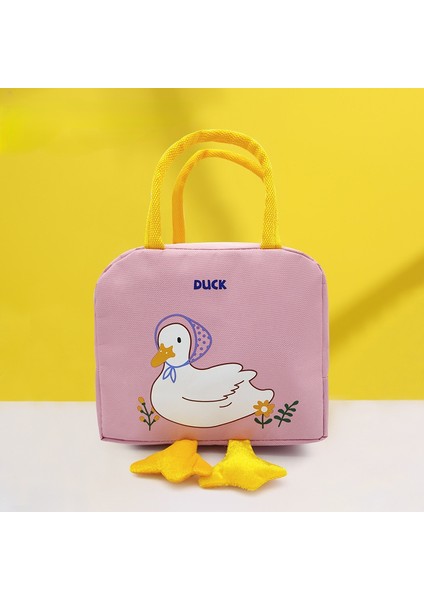Pembe Tarzı Sevimli Sarı Ördek Termal Öğle Yemeği Çantası Kadınlar Için Yalıtımlı Gıda Taşıyıcı Soğutucu Buz Paketi Çocuklar Taşınabilir Yemek Konteyner Çantaları (Yurt Dışından)
