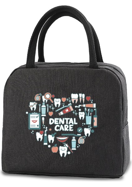 4TEETH014 Tarzı Taşınabilir Öğle Yemeği Çantaları Ofis Öğrencileri Için Taze Soğutucu Kese Uygun Yemek Kabı Tote Çiftler Diş Baskı Gıda Konteyner Çanta (Yurt Dışından)