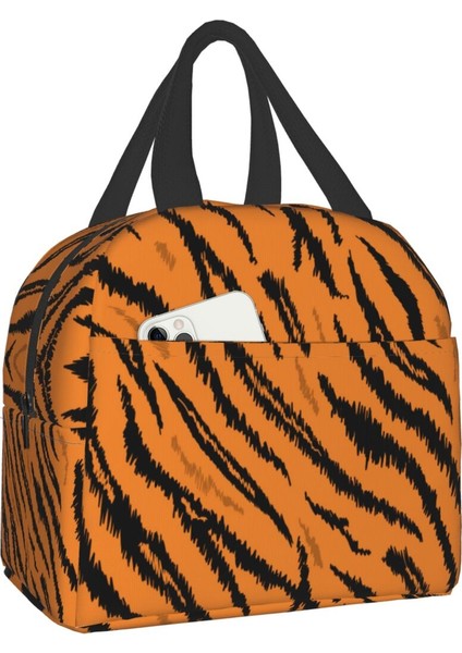 No.7 Tarzı 22X20X13CM Lüks Hayvan Derisi Kaplan Şerit Baskı Öğle Yemeği Çantası Erkek Kadın Soğutucu Termal Yalıtımlı Yemek Kabı Çocuklar Için Okul Gıda Çantaları (Yurt Dışından)