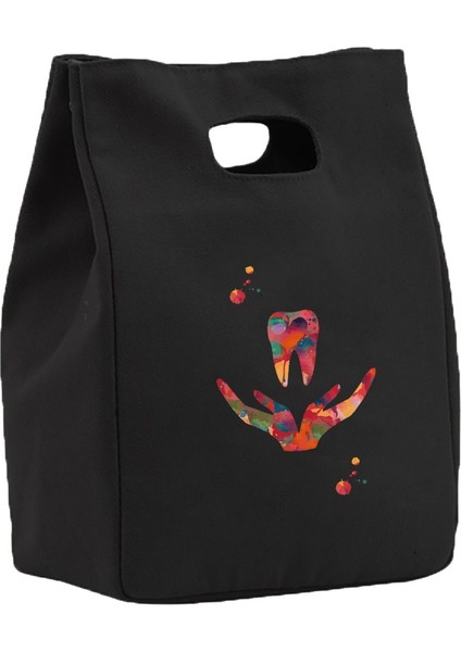 5TEETH020 Tarzı Termal Kanvas Öğle Yemeği Çantaları Kadınlar Için Soğutucu Çanta Çocuklar Yalıtımlı Öğle Yemeği Bento Paketi Gıda Çantası Diş Desen Öğle Yemeği Çantası Çalışmak Için (Yurt Dışından)