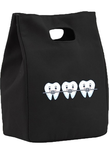 5TEETH020 Tarzı Termal Kanvas Öğle Yemeği Çantaları Kadınlar Için Soğutucu Çanta Çocuklar Yalıtımlı Öğle Yemeği Bento Paketi Gıda Çantası Diş Desen Öğle Yemeği Çantası Çalışmak Için (Yurt Dışından) indirimleri