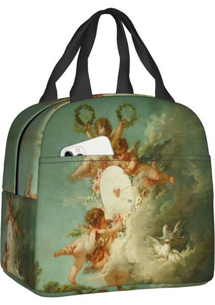No.4 Stili 22X20X13CM Rönesans Melekler Kanatlı Cherubs Yalıtımlı Öğle Yemeği Çantası Taşınabilir Sıcak Soğutucu Termal Öğle Yemeği Çantası Gıda Taşıyıcı Tote (Yurt Dışından)