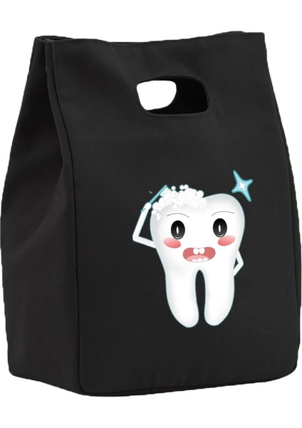 5TEETH006 Tarzı Termal Kanvas Öğle Yemeği Çantaları Kadınlar Için Soğutucu Çanta Çocuklar Yalıtımlı Öğle Yemeği Bento Paketi Gıda Çantası Diş Desen Öğle Yemeği Çantası Çalışmak Için (Yurt Dışından)