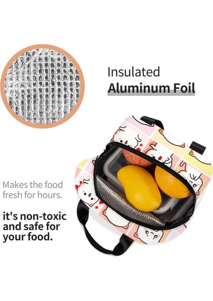 No.17 Tarzı 22X20X13CM Karikatür Mochi Kedi Şeftali ve Goma Meme Öğle Yemeği Çantası Kadın Termal Soğutucu Yalıtımlı Yemek Kabı Çalışma Ofisi Seyahat Için Gıda Çantaları (Yurt Dışından) fırsatları