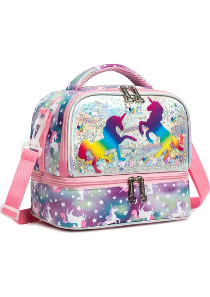 NO.11803 Tarzı 25X17X21CM Gsequins Öğle Yemeği Çantası Çocuklar Için Dinozor Yalıtımlı Çanta Erkek Kız Su Geçirmez Çift Bölmeli Termal Çanta Ayarlanabilir Omuz Askısı (Yurt Dışından)