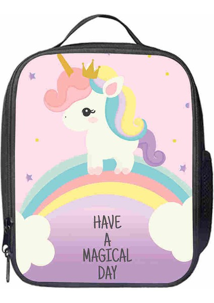 031LB26 Tarzı Unicorn Öğle Yemeği Çantası Özelleştirilmiş Siyah At Hayvan Anime Gençler Erkek Kız Çocuk Okul Termal Soğutucu Yalıtımlı Tote Kutu (Yurt Dışından)