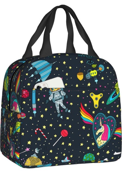 No.14 Tarzı 22X20X10CM Uzay Evren Güneş Gezegen Öğle Yemeği Çantası Soğutucu Sıcak Yalıtımlı Astronot Spaceman Yemek Kabı Kadınlar Çocuklar Için Okul Gıda Çantaları (Yurt Dışından)