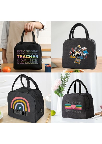 4TEACHER007 Stili Yalıtımlı Öğle Yemeği Çantası Fermuar Soğutucu Tote Termal Çanta Yemek Kabı Kanvas Gıda Öğle Yemeği Çantaları Çalışma Çanta Öğretmen Desen (Yurt Dışından) fırsatları