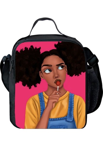 Gri Tarzı Harajuku Yenilik Serin Komik Afrika Kızlar 3D Baskılı Crossbody Çanta Yemek Kabı Okul Gıda Öğle Yemeği Çantası Buz Torbaları (Yurt Dışından) indirimleri