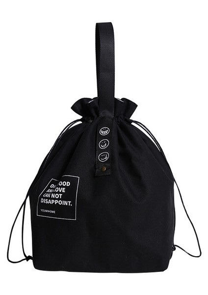 Siyah Stil Tuval Öğle Yemeği Çantası Bento Kutusu Çanta Açık Taşınabilir Yemek Konteyneri Okul Taze Gıda Saklama Çantası Aksesuarları (Yurt Dışından)