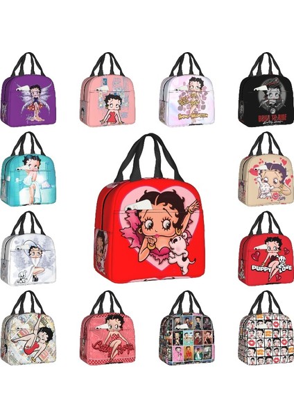 No.4 Stili 22X20X13CM Aşk Boop Bettys Yalıtımlı Öğle Yemeği Çantası Kamp Seyahat Için Su Geçirmez Termal Soğutucu Yemek Kabı Kadınlar Için Okul Gıda Saklama Çantası (Yurt Dışından)