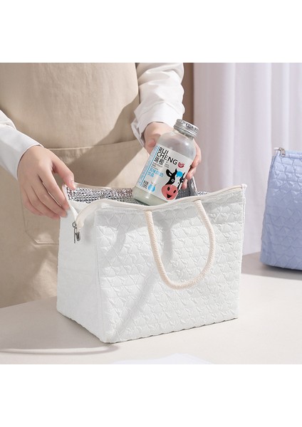 Mavi Stil Moda Kadın Taşınabilir Yemek Kabı Çantası Ool Isı Yalıtımı Bento Yemek Soğutucu Çantalar Gıda Saklama Kabı Kılıfı (Yurt Dışından) fırsatları