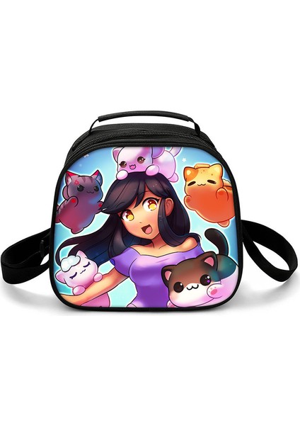 Net Stil Harajuku Yenilik Serin Komik Aphmau 3D Baskılı Crossbody Çanta Yarım Daire Öğle Yemeği Kutusu Okul Gıda Öğle Yemeği Çantası Buz Torbaları (Yurt Dışından)