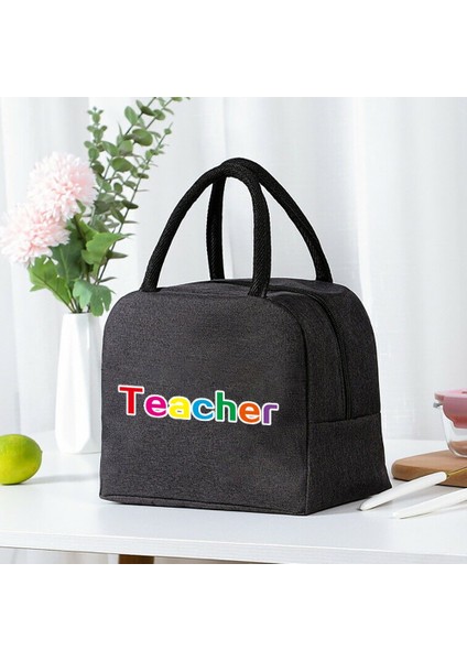 4TEACHER001 Stili Yalıtımlı Öğle Yemeği Çantası Fermuar Soğutucu Tote Termal Çanta Yemek Kabı Kanvas Gıda Öğle Yemeği Çantaları Çalışma Çanta Öğretmen Desen (Yurt Dışından)