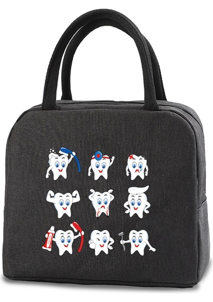 4TEETH015 Tarzı Taşınabilir Öğle Yemeği Çantaları Ofis Öğrencileri Için Taze Soğutucu Kese Uygun Yemek Kabı Tote Çiftler Diş Baskı Gıda Konteyner Çanta (Yurt Dışından)