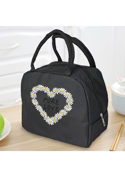 4DAISY015 Tarzı Öğle Yemeği Çantası Soğutucu Tote Taşınabilir Yalıtımlı Fermuar Termal Kanvas Çanta Gıda Unisex Seyahat Öğle Yemeği Kutusu Organizatör Çanta Papatya Baskı (Yurt Dışından)