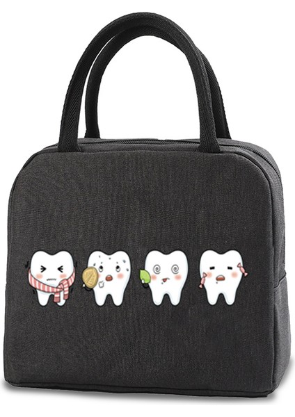 4TEETH003 Tarzı Taşınabilir Öğle Yemeği Çantaları Ofis Öğrencileri Için Taze Soğutucu Kese Uygun Yemek Kabı Tote Çiftler Diş Baskı Gıda Konteyner Çanta (Yurt Dışından)