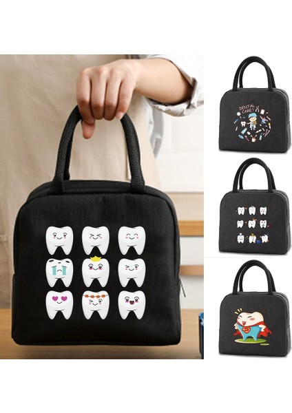 4TEETH003 Tarzı Taşınabilir Öğle Yemeği Çantaları Ofis Öğrencileri Için Taze Soğutucu Kese Uygun Yemek Kabı Tote Çiftler Diş Baskı Gıda Konteyner Çanta (Yurt Dışından) indirimleri