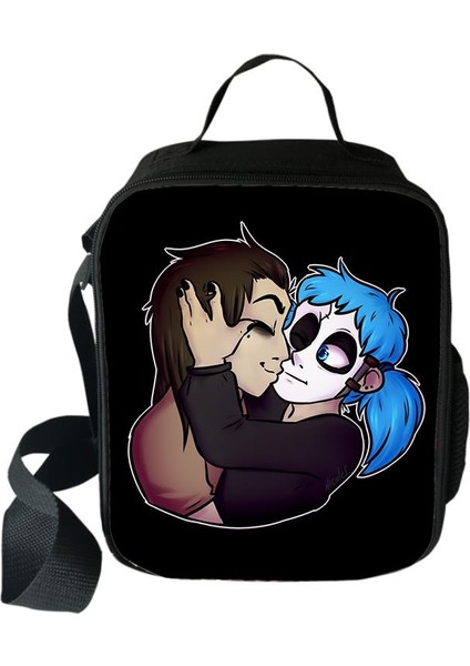 No.22 Tarzı Harajuku Yenilik Serin Komik Sally Yüz 3D Baskılı Crossbody Çanta Yemek Kabı Okul Gıda Öğle Yemeği Çantası Buz Torbaları (Yurt Dışından)