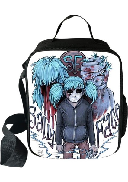 No.19 Tarzı Harajuku Yenilik Serin Komik Sally Yüz 3D Baskılı Crossbody Çanta Yemek Kabı Okul Gıda Öğle Yemeği Çantası Buz Torbaları (Yurt Dışından)