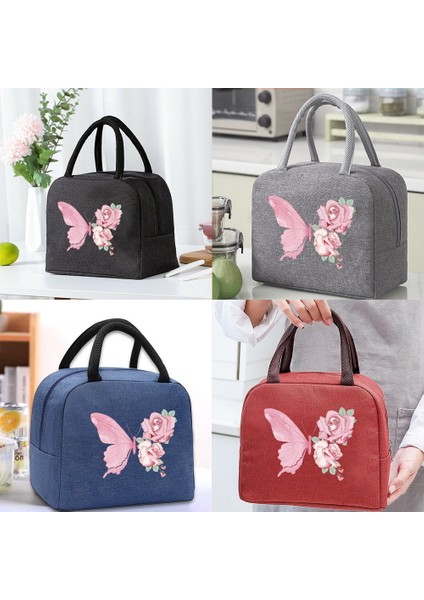 Siyah Stil Öğle Yemeği Yalıtımlı Çanta Termal Gıda Çanta Çanta Organizatör Pembe Çiçek Kelebek Partten Unisex Soğutucu Tote Çalışmak Için (Yurt Dışından) fırsatları