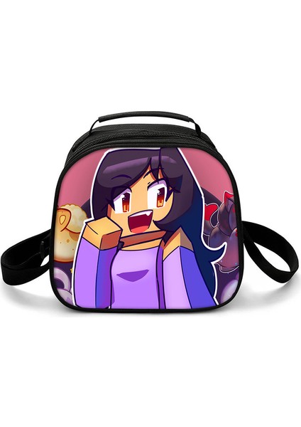 Siyah Stil Harajuku Yenilik Serin Komik Aphmau 3D Baskılı Crossbody Çanta Yarım Daire Öğle Yemeği Kutusu Okul Gıda Öğle Yemeği Çantası Buz Torbaları (Yurt Dışından)