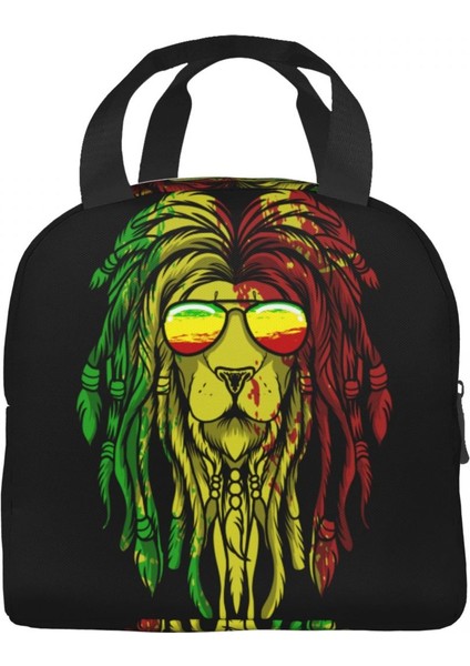 No.12 Tarzı Reggae Müzik Aslan Jamaika Bayrağı Rasta Rastafari Termal Yalıtımlı Öğle Yemeği Çantası Kadın Yeniden Kullanılabilir Yemek Çantası Seyahat Depolama Yiyecek Kutusu (Yurt Dışından)