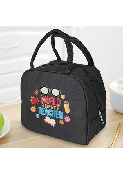 4ÖĞRETMEN018 Stili Yalıtımlı Öğle Yemeği Çantası Fermuar Soğutucu Tote Termal Çanta Yemek Kabı Kanvas Gıda Öğle Yemeği Çantaları Çalışma Çanta Öğretmen Desen (Yurt Dışından)