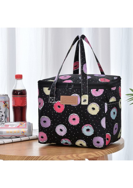 Çörek Stili Büyük Kapasiteli Yalıtımlı Öğle Yemeği Kutusu Çantası Oxford Kumaş Su Geçirmez Taşınabilir Bento Termal Soğutucu Çanta Gıda Saklama Kabı (Yurt Dışından)