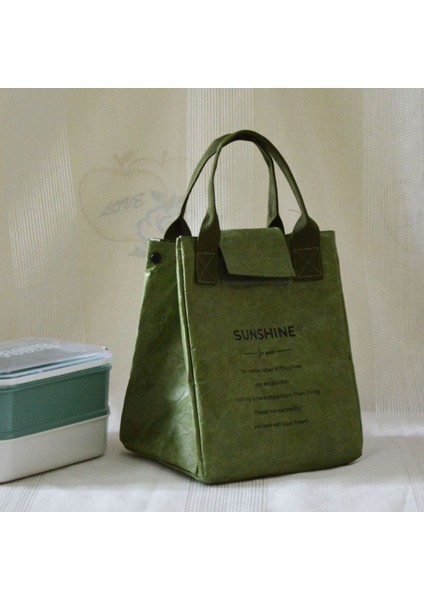 Yeşil Tarzı Dupont Kağıt Öğle Yemeği Çantası Tote Çanta Yalıtım Soğutmalı Taşınabilir Su Geçirmez Saklama Çantası Okul Açık Öğle Yemeği Kutusu (Yurt Dışından)