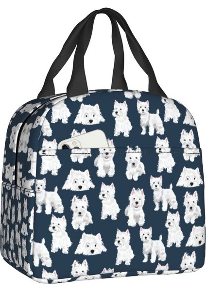 No.1 Stili 22X20X13CM West Highland Beyaz Terrier Köpek Termal Yalıtımlı Öğle Yemeği Çantası Sevimli Westie Yavrusu Yeniden Kullanılabilir Yemek Çantası Okul Yiyecek Kutusu (Yurt Dışından)