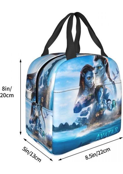 Gri Tarzı 22X20X13CM Öğle Yemeği Çantası Avatar Su Yolu Termal Soğutucu Çanta Taşınabilir Ool Avatar Film 2 Kanvas Tote Çanta (Yurt Dışından)