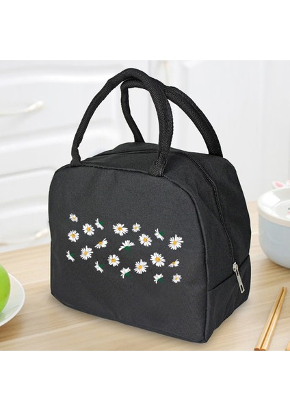 4DAISY003 Tarzı Öğle Yemeği Çantası Soğutucu Tote Taşınabilir Yalıtımlı Fermuar Termal Kanvas Çanta Gıda Unisex Seyahat Öğle Yemeği Kutusu Organizatör Çanta Papatya Baskı (Yurt Dışından)