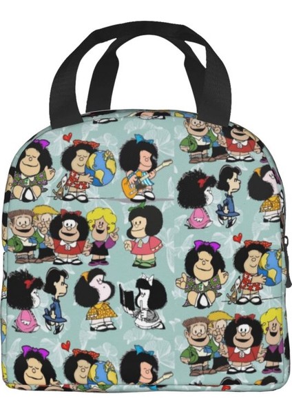 No.6 Stili 22X20X13CM Mafalda Quino Comics Yeniden Kullanılabilir Öğle Yemeği Kutusu Kadın Sızdırmaz Karikatür Termal Soğutucu Gıda Yalıtımlı Öğle Yemeği Çantası Ofis Çalışması (Yurt Dışından)