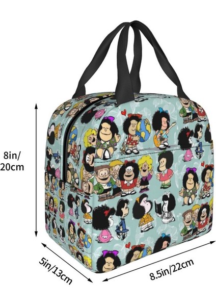 No.6 Stili 22X20X13CM Mafalda Quino Comics Yeniden Kullanılabilir Öğle Yemeği Kutusu Kadın Sızdırmaz Karikatür Termal Soğutucu Gıda Yalıtımlı Öğle Yemeği Çantası Ofis Çalışması (Yurt Dışından)