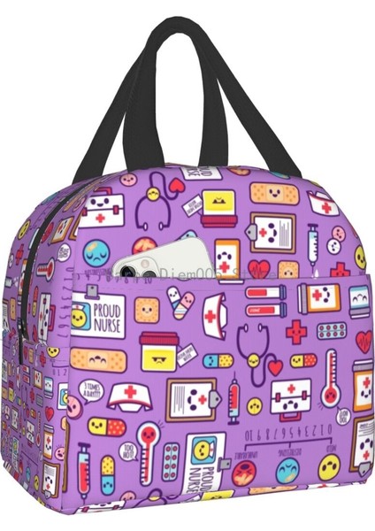 No.9 Stili Komik Hemşire Yalıtımlı Öğle Yemeği Çantası Okul Ofis Için Hemşirelik Taşınabilir Termal Soğutucu Yemek Kabı Kadın Erkek (Yurt Dışından)