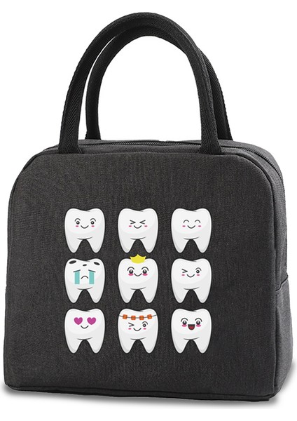 4TEETH012 Tarzı Taşınabilir Öğle Yemeği Çantaları Ofis Öğrencileri Için Taze Soğutucu Kese Uygun Yemek Kabı Tote Çiftler Diş Baskı Gıda Konteyner Çanta (Yurt Dışından)