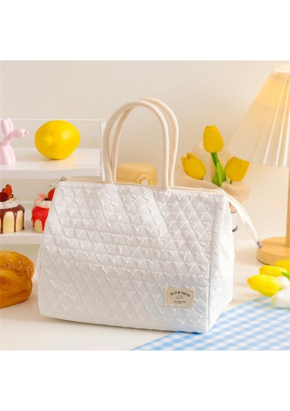 Bej Tarzı Yeni Şeker Renkli Basit Büyük Kapasiteli Su Geçirmez Taşınabilir Öğle Yemeği Kutusu Çantası Yalıtımlı Bento Çantası Öğrenciler ve Ofis Çalışanları Için (Yurt Dışından)