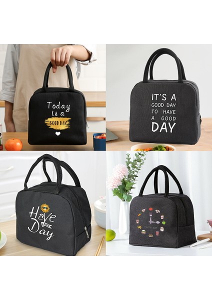 4FOOD004 Stili Yalıtımlı Öğle Yemeği Çantası Fermuar Soğutucu Tote Termal Çanta Yemek Kabı Kanvas Gıda Öğle Yemeği Çantaları Çalışma Çanta Gıda Desen (Yurt Dışından) indirimleri