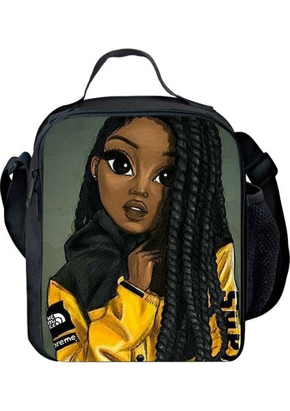 Haki Tarzı Harajuku Yenilik Serin Komik Afrika Kızlar 3D Baskılı Crossbody Çanta Yemek Kabı Okul Gıda Öğle Yemeği Çantası Buz Torbaları (Yurt Dışından) modelleri