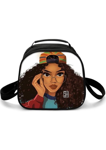 Bej Tarzı Harajuku Yenilik Serin Afrika Kızlar 3D Baskılı Crossbody Çanta Yarım Daire Yemek Kabı Okul Gıda Öğle Yemeği Çantası Buz Torbaları (Yurt Dışından) fiyatları