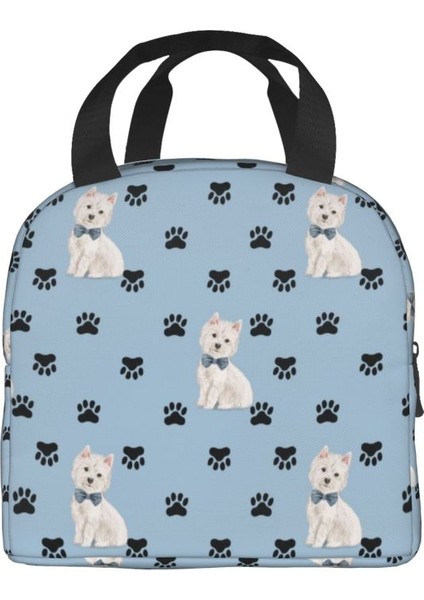 No.5 Tarzı 22X20X13CM West Highland Beyaz Terrier Pençe Baskı Desen Yalıtımlı Yemek Çantası Westie Köpek Termal Soğutucu Gıda Yemek Kabı Çocuklar Okul (Yurt Dışından) modelleri