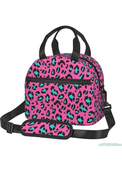 No.6 Stili Leopar Baskı Yalıtımlı Yemek Kabı Çita Pembe Soğutucu Tote Çalışma Ofisi Okul Için Yeniden Kullanılabilir Su Geçirmez Termal Öğle Yemeği Çantası (Yurt Dışından)