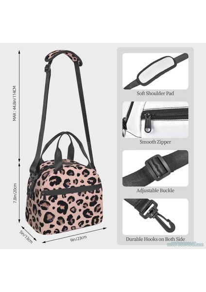 No.6 Stili Leopar Baskı Yalıtımlı Yemek Kabı Çita Pembe Soğutucu Tote Çalışma Ofisi Okul Için Yeniden Kullanılabilir Su Geçirmez Termal Öğle Yemeği Çantası (Yurt Dışından) modelleri